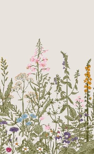 Carta da parati romantica con fiori botanici
