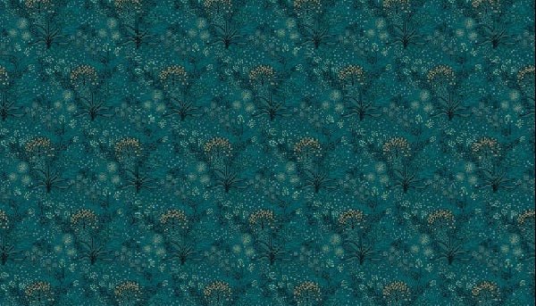 Papier peint salle de bain essence végétale bleu canard, XXL, tendance