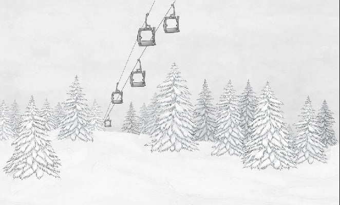 Carta da parati in bianco e nero per gondola di montagna