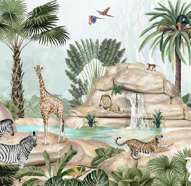 Carta da parati per bambini oasi degli animali