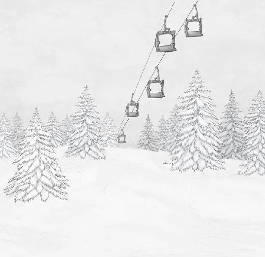 Carta da parati in bianco e nero per gondola di montagna