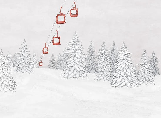 Carta da parati rossa per gondola di montagna