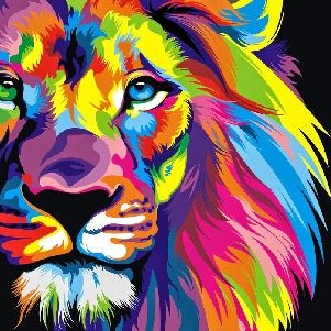 Papier peint panoramique lion color pop, XXL, tendance