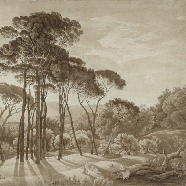 Carta da parati panoramica con paesaggio italiano ambrato