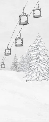 Carta da parati in bianco e nero per gondola di montagna