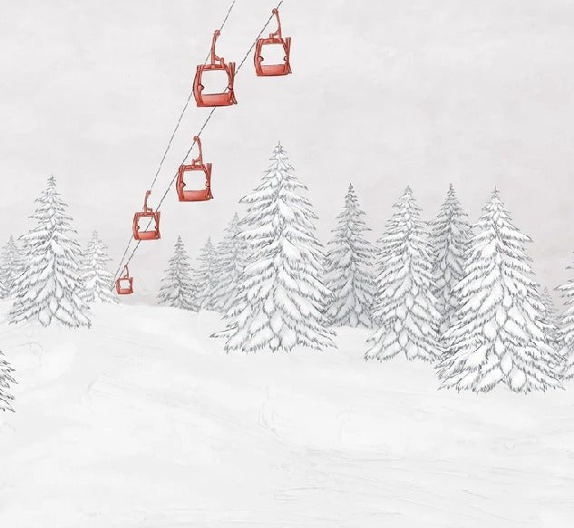 Carta da parati rossa per gondola di montagna