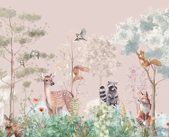Carta da parati per la cameretta dei bambini, natura magica rosa