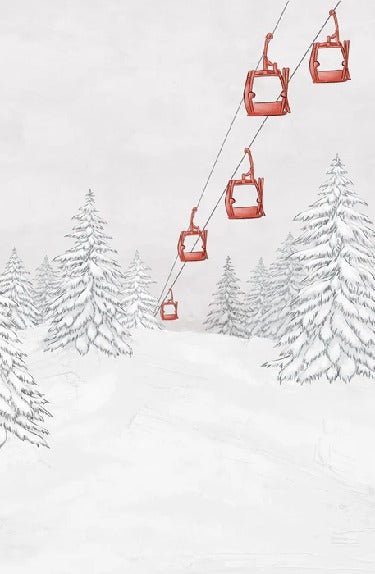 Carta da parati rossa per gondola di montagna