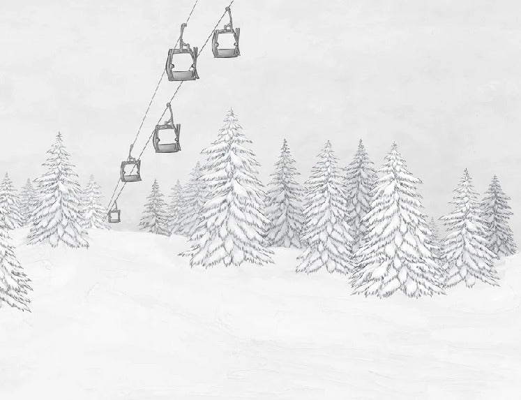 Carta da parati in bianco e nero per gondola di montagna