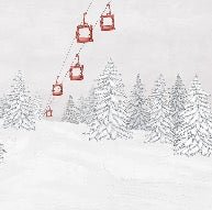 Papier peint montagne télécabine rouge, XXL, tendance
