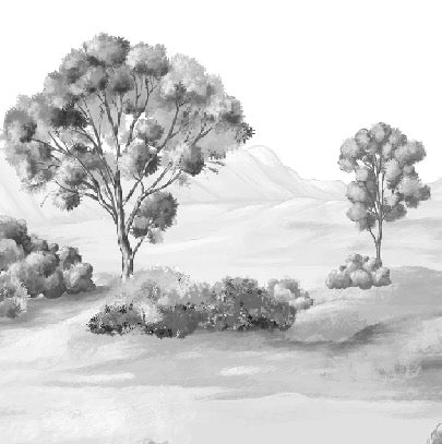 Papier peint paysage poétique noir et blanc, XXL, tendance