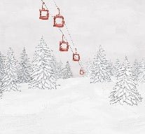 Carta da parati rossa per gondola di montagna