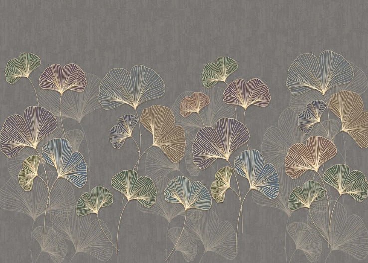 Carta da parati panoramica di tendenza in ginkgo asia