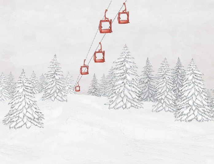Papier peint montagne télécabine rouge, XXL, tendance