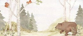 Tenera carta da parati per bambini Orso nella foresta