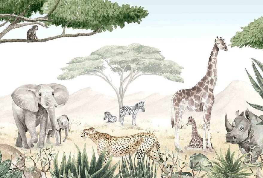 Carta da parati della savana per bambini