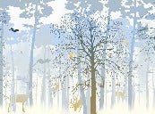 Papier peint nature forêt bleu & fraîcheur de l'aube, XXL, tendance