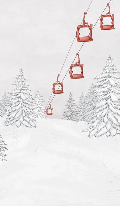 Papier peint montagne télécabine rouge, XXL, tendance