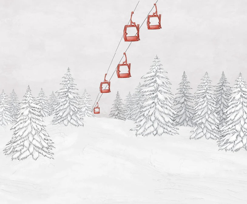 Carta da parati rossa per gondola di montagna