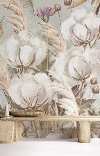 Carta da parati panoramica con fiori di cotone