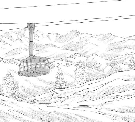 Carta da parati in bianco e nero della télécabine di La Plagne