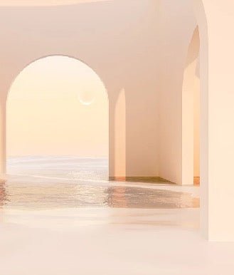 Carta da parati panoramica con arco al tramonto