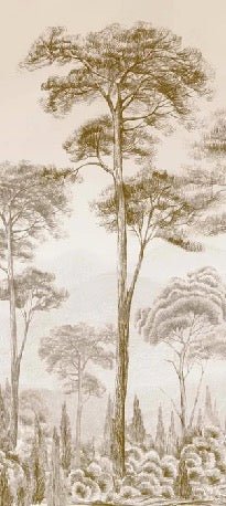Carta da parati natura pineta seppia