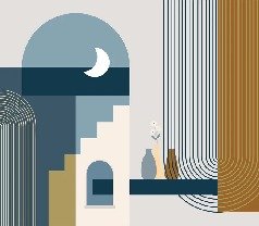 Carta da parati grafica ad arco blu