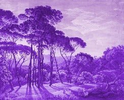 Carta da parati con paesaggio storico italiano in viola