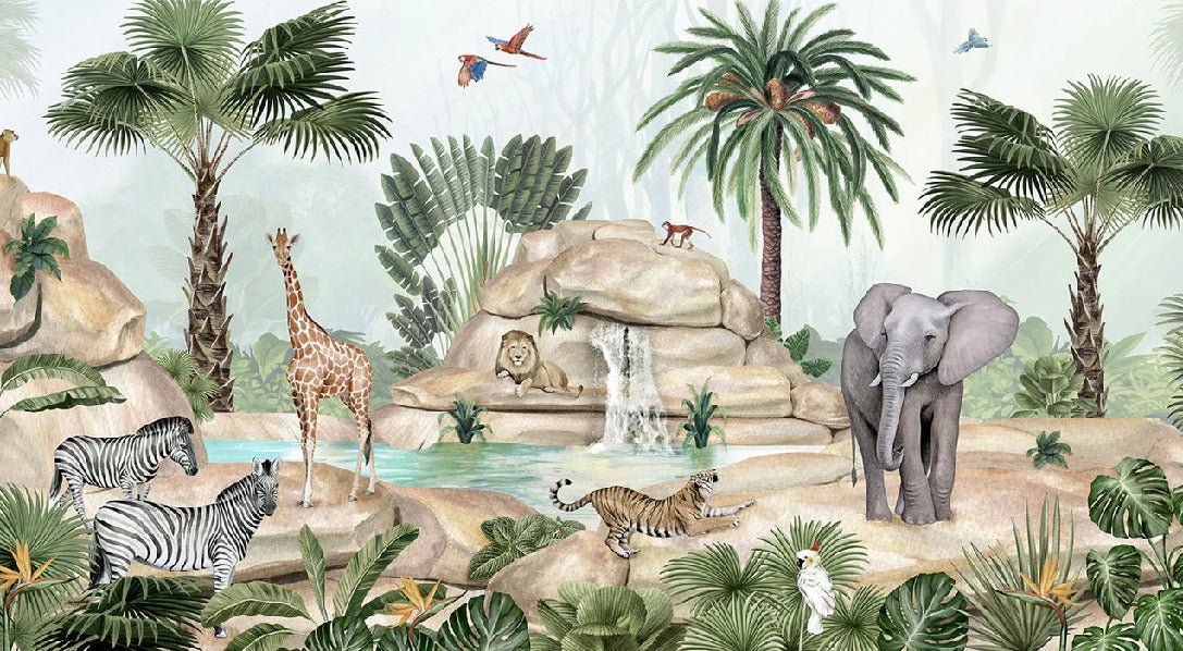 Carta da parati per bambini oasi degli animali