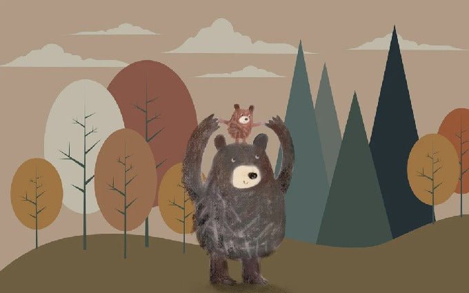 Carta da parati con orso bruno per bambini