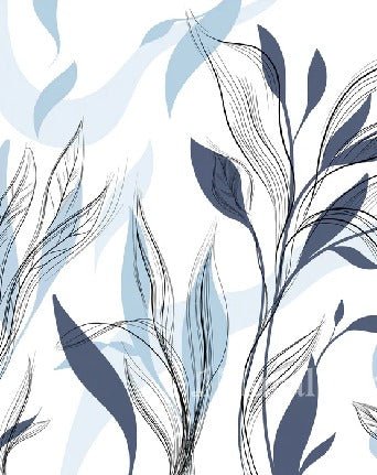 Carta da parati grafica blu con fiori