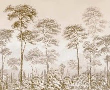 Carta da parati natura pineta seppia