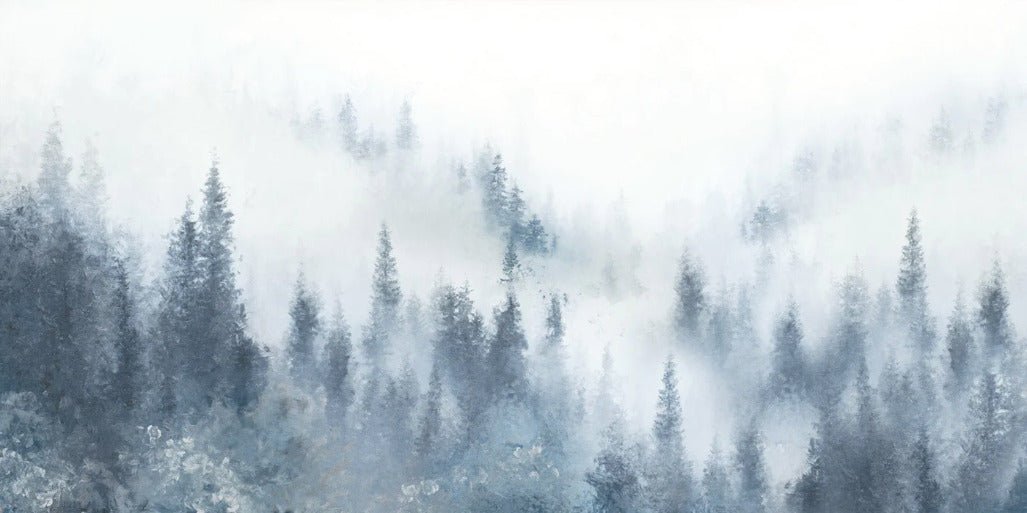 Carta da parati acquerellata blu nebbia di abete