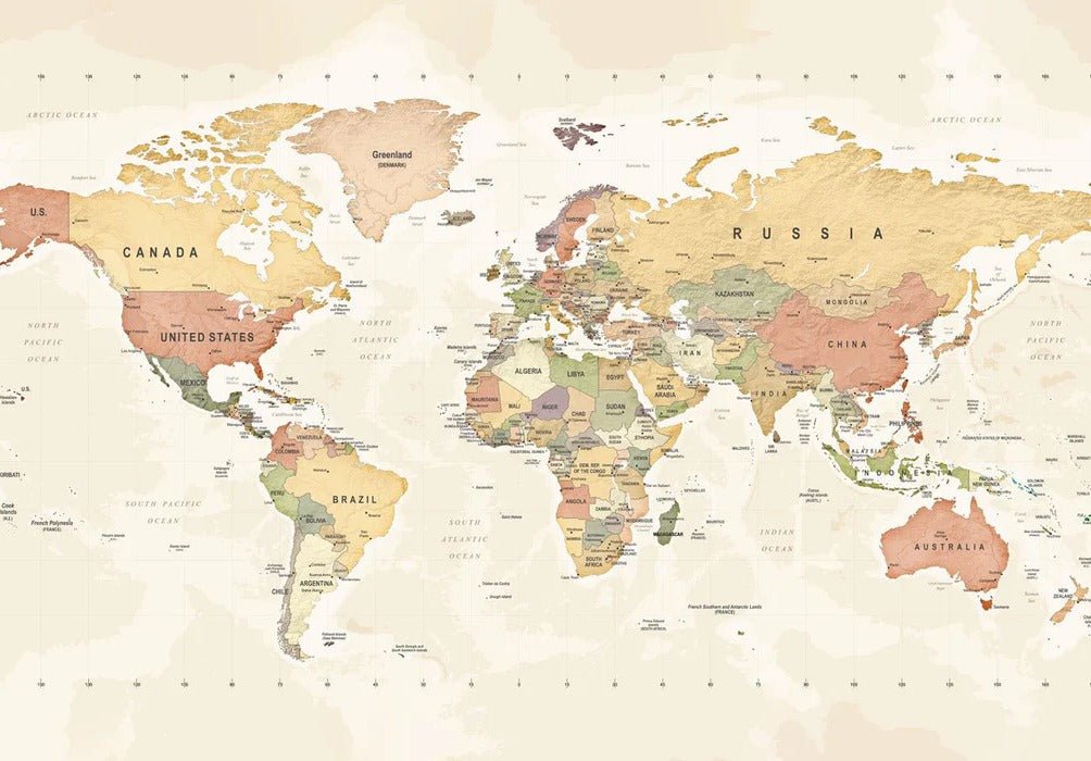 Carta da parati panoramica per l'esplorazione della mappa del mondo