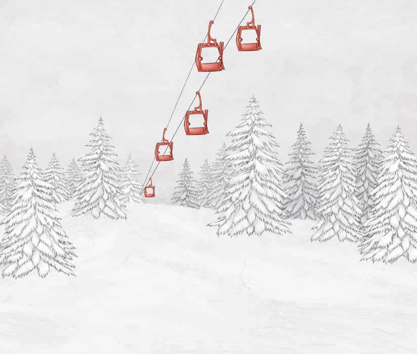 Carta da parati rossa per gondola di montagna