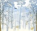 Carta da parati natura foresta blu e freschezza dell'alba