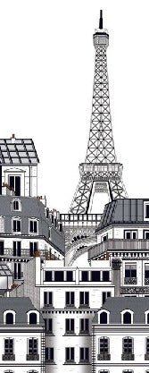 Papier peint bureau les toits Parisiens, XXL, tendance