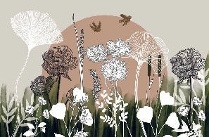 Carta da parati panoramica con illustrazione floreale