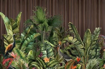 Papier peint panoramique tasseau végétal, XXL, tendance