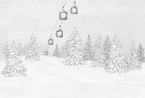 Carta da parati in bianco e nero per gondola di montagna