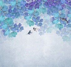 Carta da parati con foglie blu