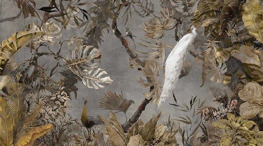 Carta da parati panoramica Imperial white peacock