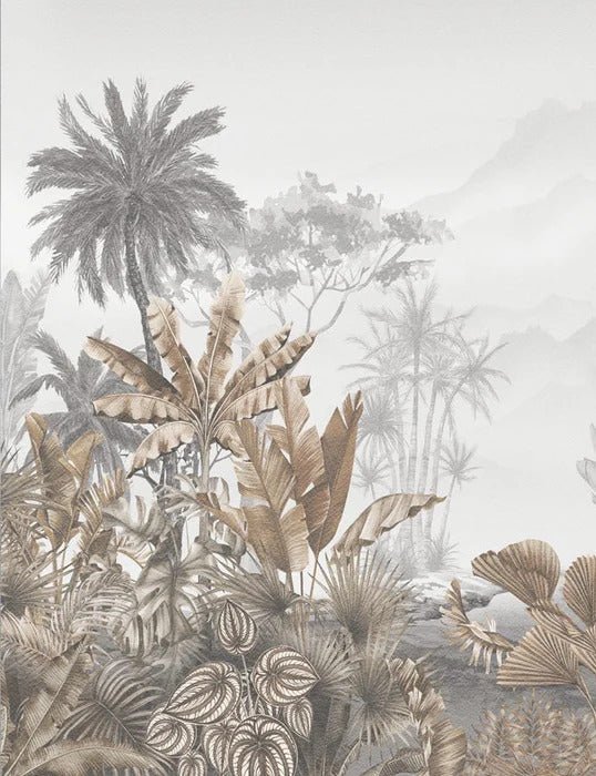 Papier peint wc tendance tropical sépia, XXL, tendance