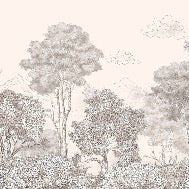 Carta da parati beige panoramica Foreste e montagne