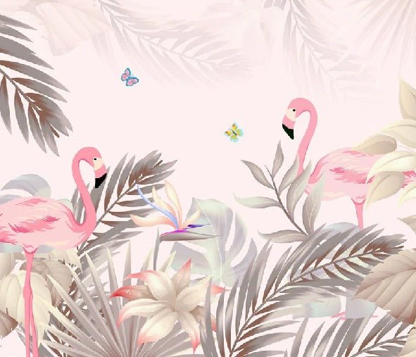 Carta da parati Palm & Pink Flamingo