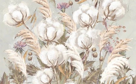 Carta da parati panoramica con fiori di cotone