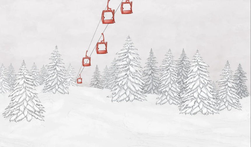 Carta da parati rossa per gondola di montagna