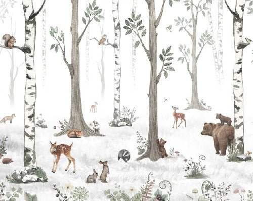 Primavera foresta animali carta da parati