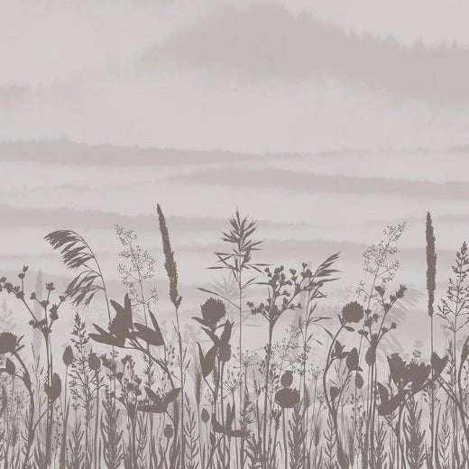 Carta da parati panoramica monocromatica a forma di ramoscello